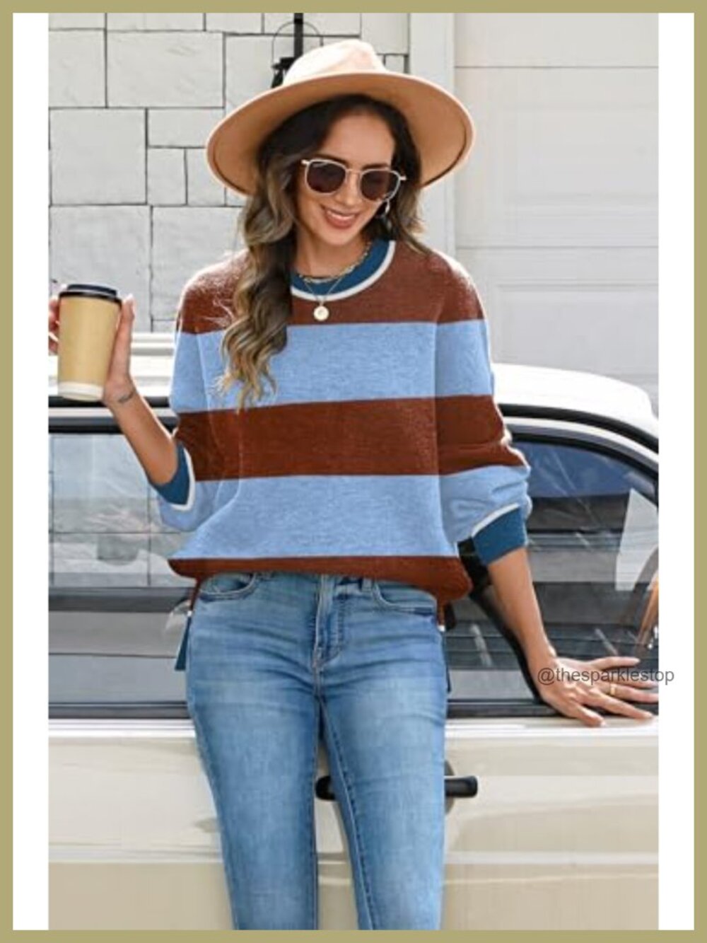 Oversized Batwing Pullover Sweater with Side Slits Ribbed Knit - Picture 3 of 5